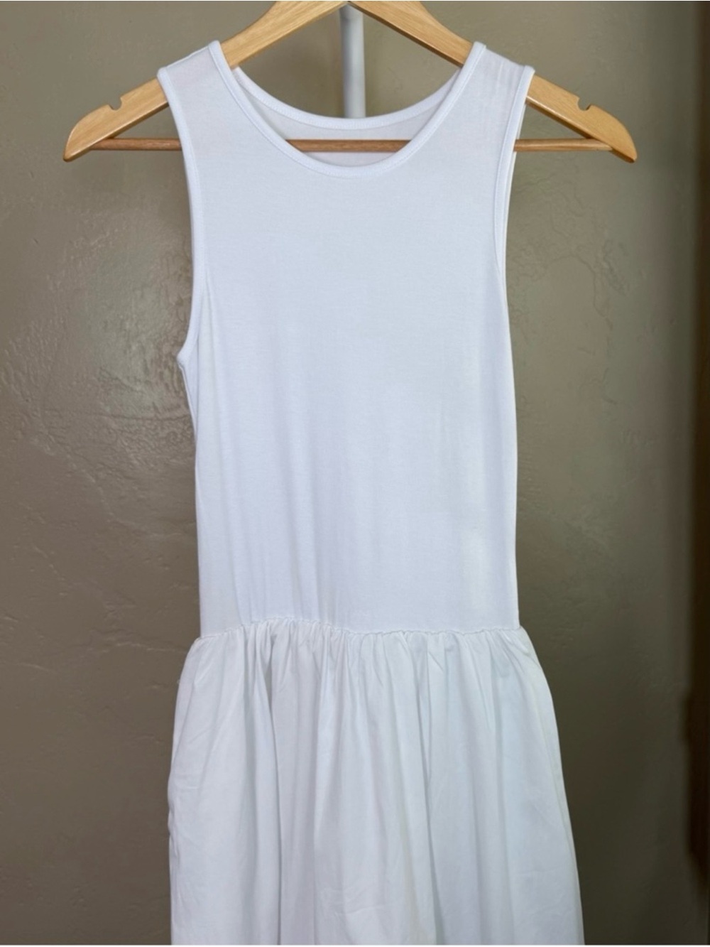 Commense White Sleeveless Cotton Blend Midi Dress Pockets NWT XS - Picture 5 of 10